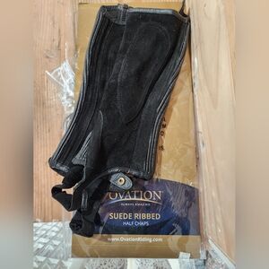Ovation Black Suede Ribbed Half Chaps Xs